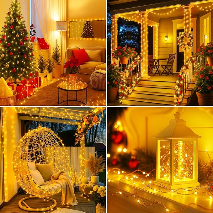 btfarm Fairy Lights Plug in with Remote, 165FT 500 LED Outdoor Twinkle Lights Waterproof with Timer, 8 Modes Indoor String Lights for Bedroom Patio Garden Wedding Christmas Decoration, Warm White
