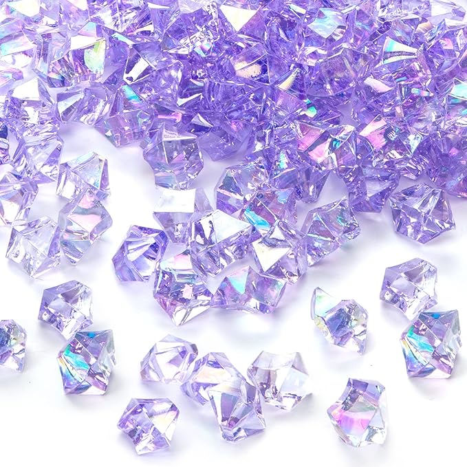 DomeStar 150PCS Purple Fake Ice, Fake Diamonds Sparkling Plastic Gems Vase Fillers for Centerpieces Wedding Party Decoration Table Scatter Display