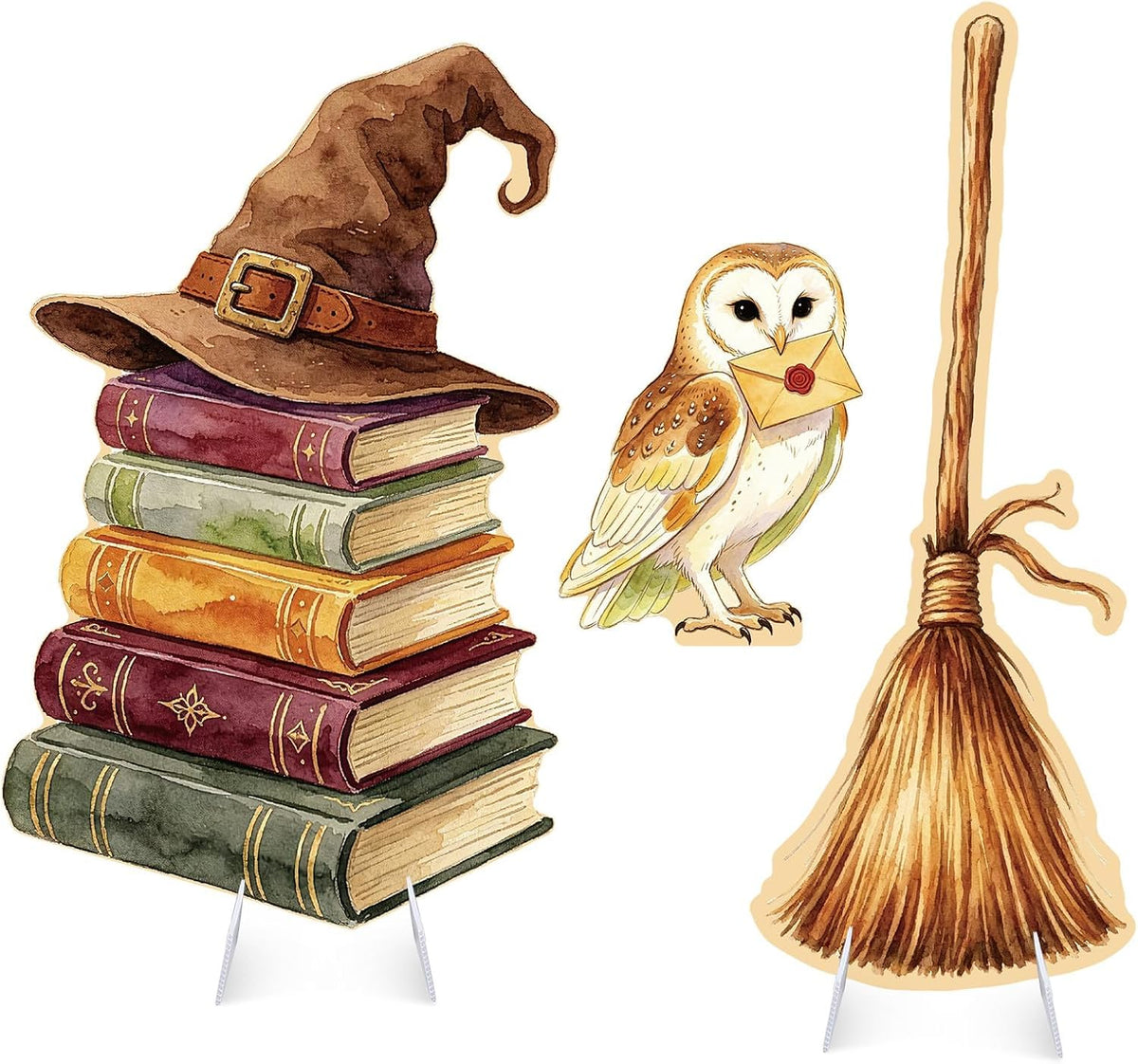 3Pcs Halloween Magical Wizard Decorations, 3Ft Cardboard Cutouts