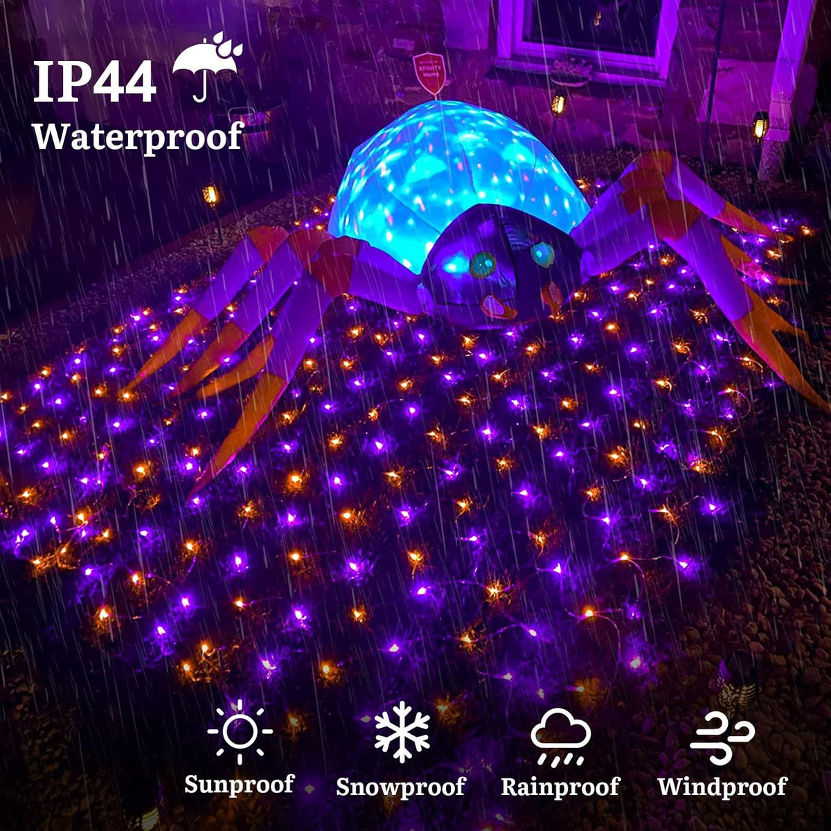 Halloween Net Lights Outdoor Mesh Lights Orange and Purple 12*5ft
