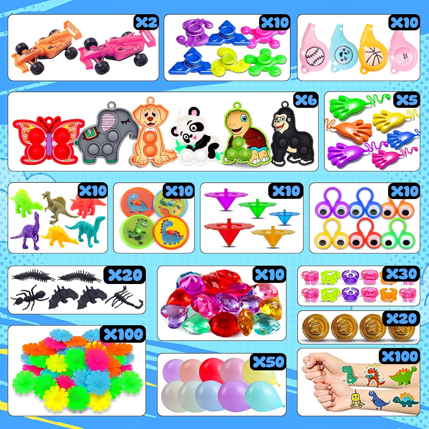 Kiss Monkey 640 PCS Party Favors for Kids, Fidget Toys Bulk, Prize Treasure Box Toys for Classroom, Goodie Bags Stuffers for Kids, Pinata Stuffers for Kids, Birthday Gifts, Carnival Prizes