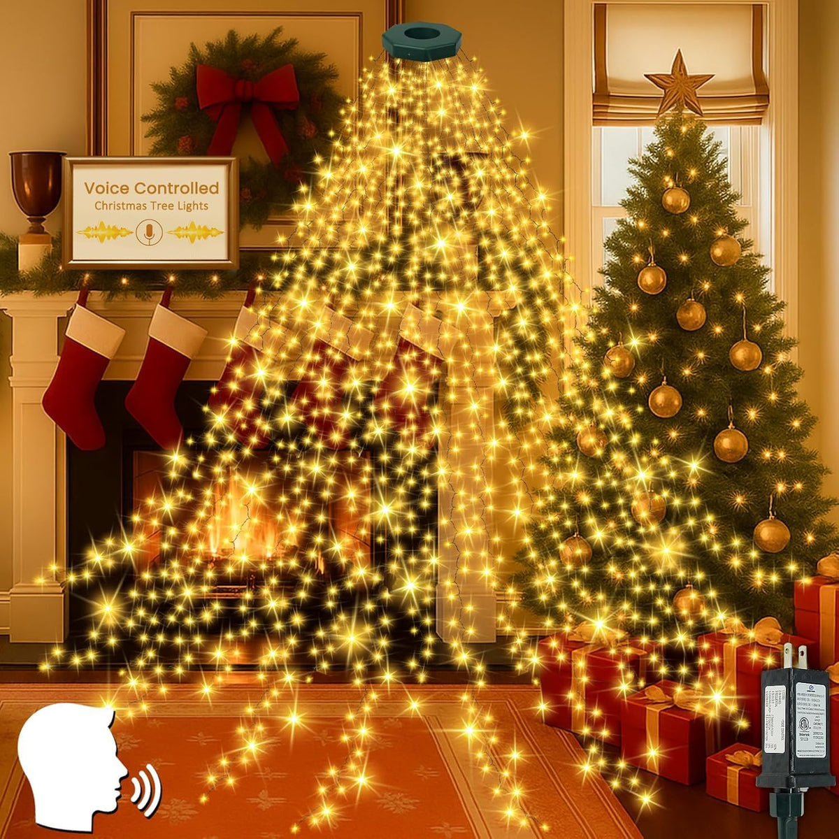 592 led easy christmas tree lights voice control, main product view