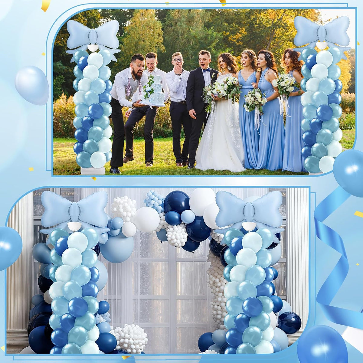 kasyat 2 sets dusty blue bow balloon column on a desk or shelf
