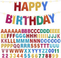 TaoBary 112 Pcs DIY Letter Kit Glitter Customizable Banner Letters Include 107 Letters and Numbers 3 Rope and 2 Needles for Birthday Halloween Christmas Wedding Valentine Party Decor(Rainbow)