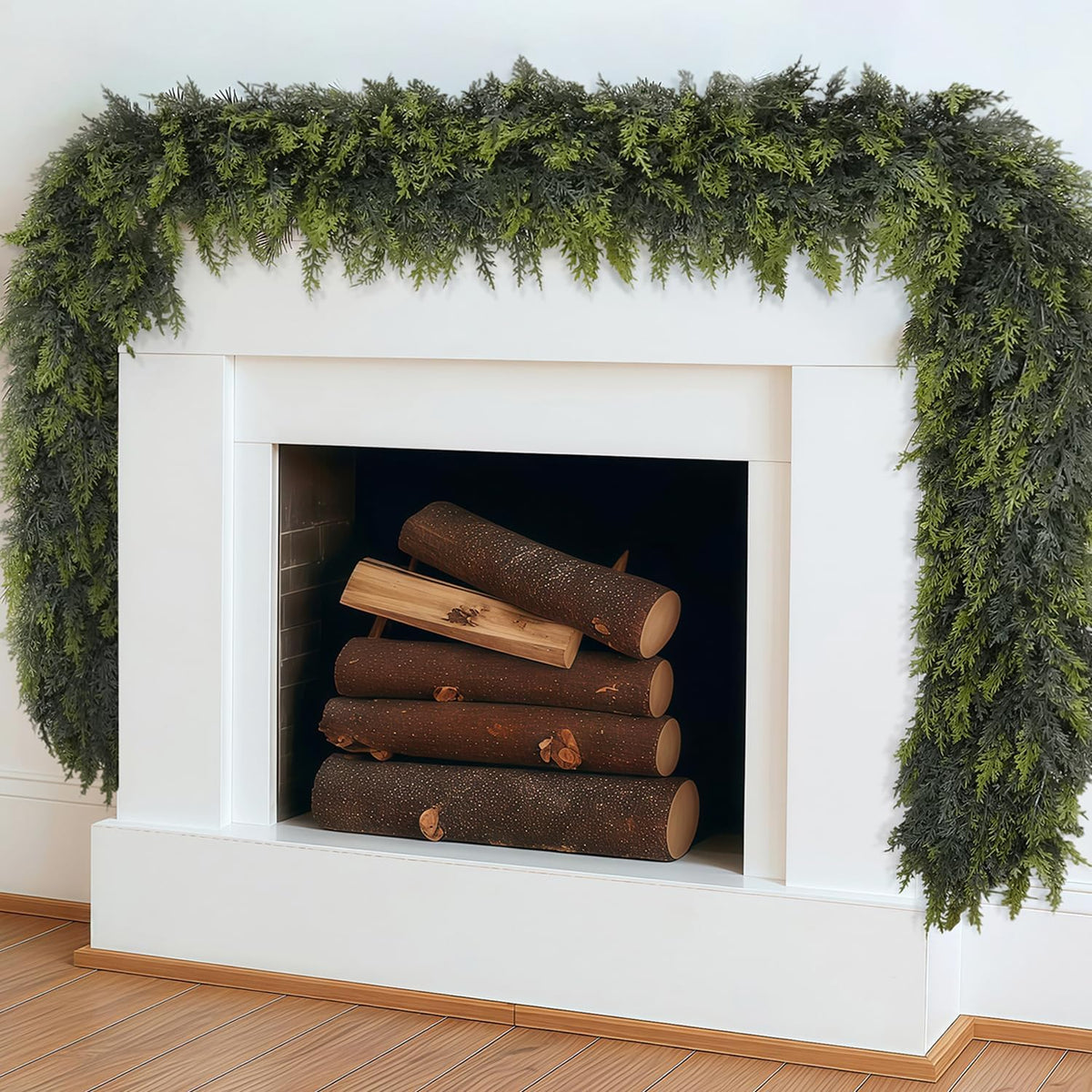 9ft christmas garland, real touch cedar garland, main product view