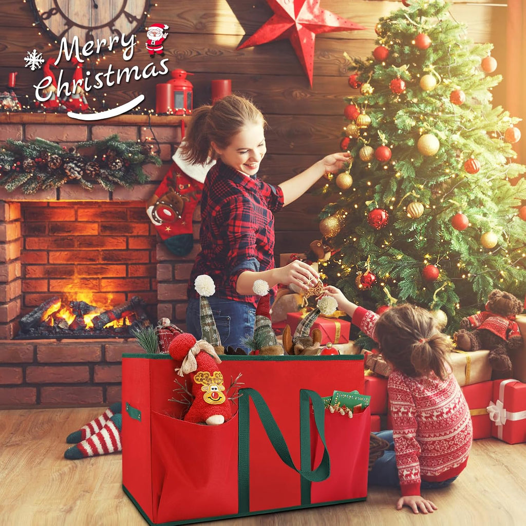 Christmas Nutcrackers Storage Box Stores 8 Figurines 15 " Storage Container | Large Ornaments Storage Box and More - Holiday Decor Organizer with Adjustable Dividers, Xmas Decorations Accessories Boxes