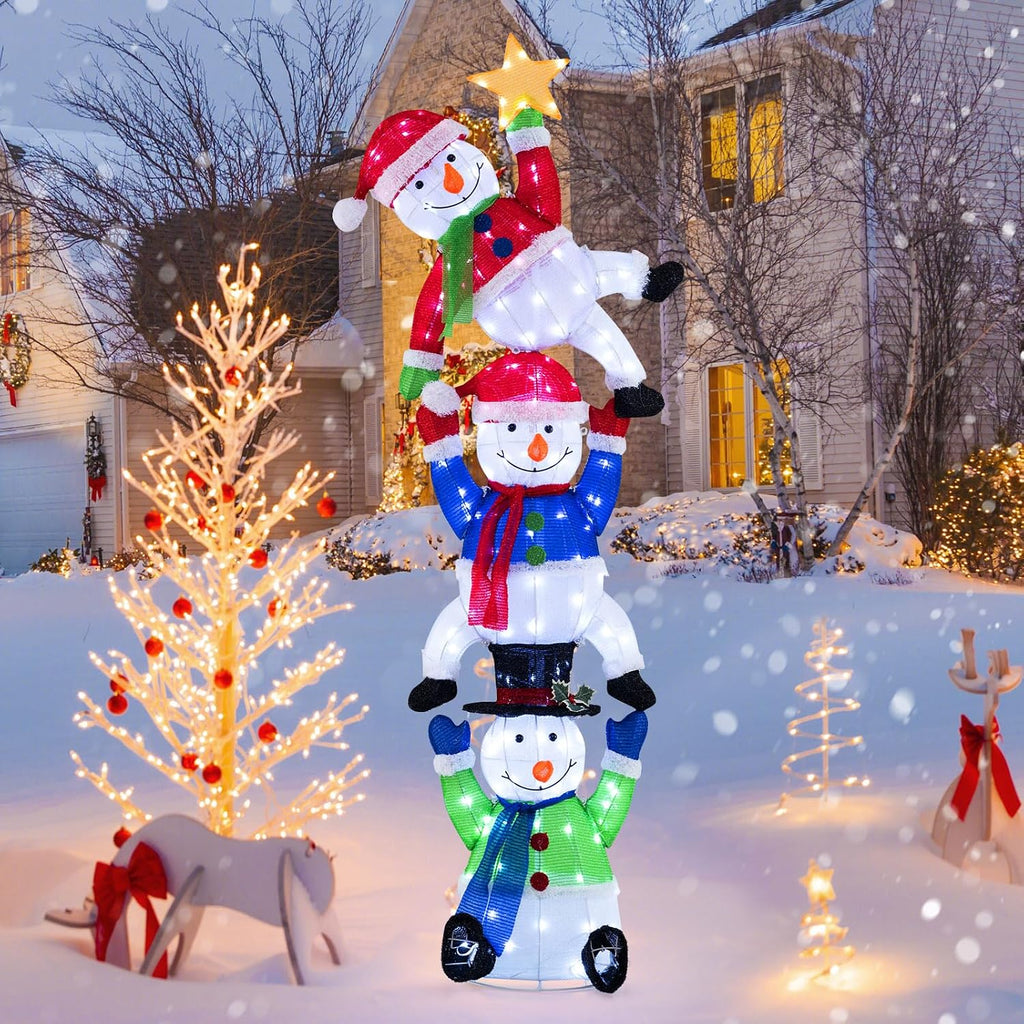 tangkula 6 ft lighted christmas 3 stacked snowman, main product view