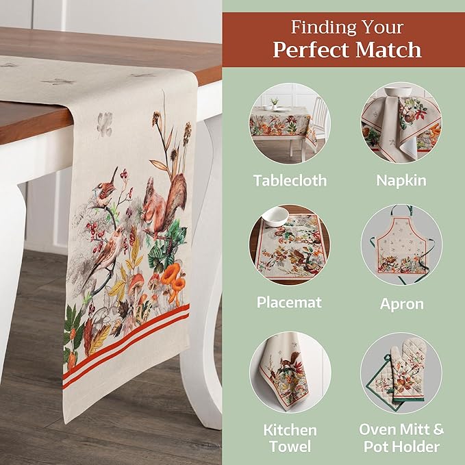 Maison d' Hermine Table Runner 100% Cotton Double Layer Table Runners 72 inches Long for Thanksgiving Christmas Decorations Home Kitchen Dining Party Wedding (Recolte, 14.5" x 72")