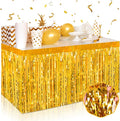 3 Pack 29 x108 Inch Gold Foil Fringe Table Skirts Metallic Banner for Tinsel Streamer Garland Backdrop for Parade Floats Wedding Thanksgiving Birthday Christmas Halloween New Year Party Decoration