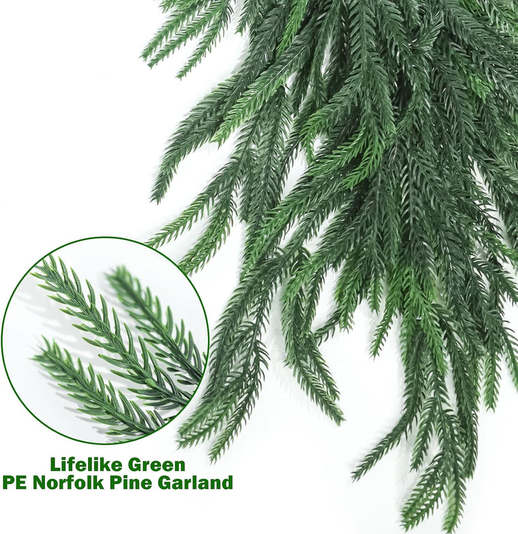 9ft artificial norfolk pine garlands, real touch thick, side view
