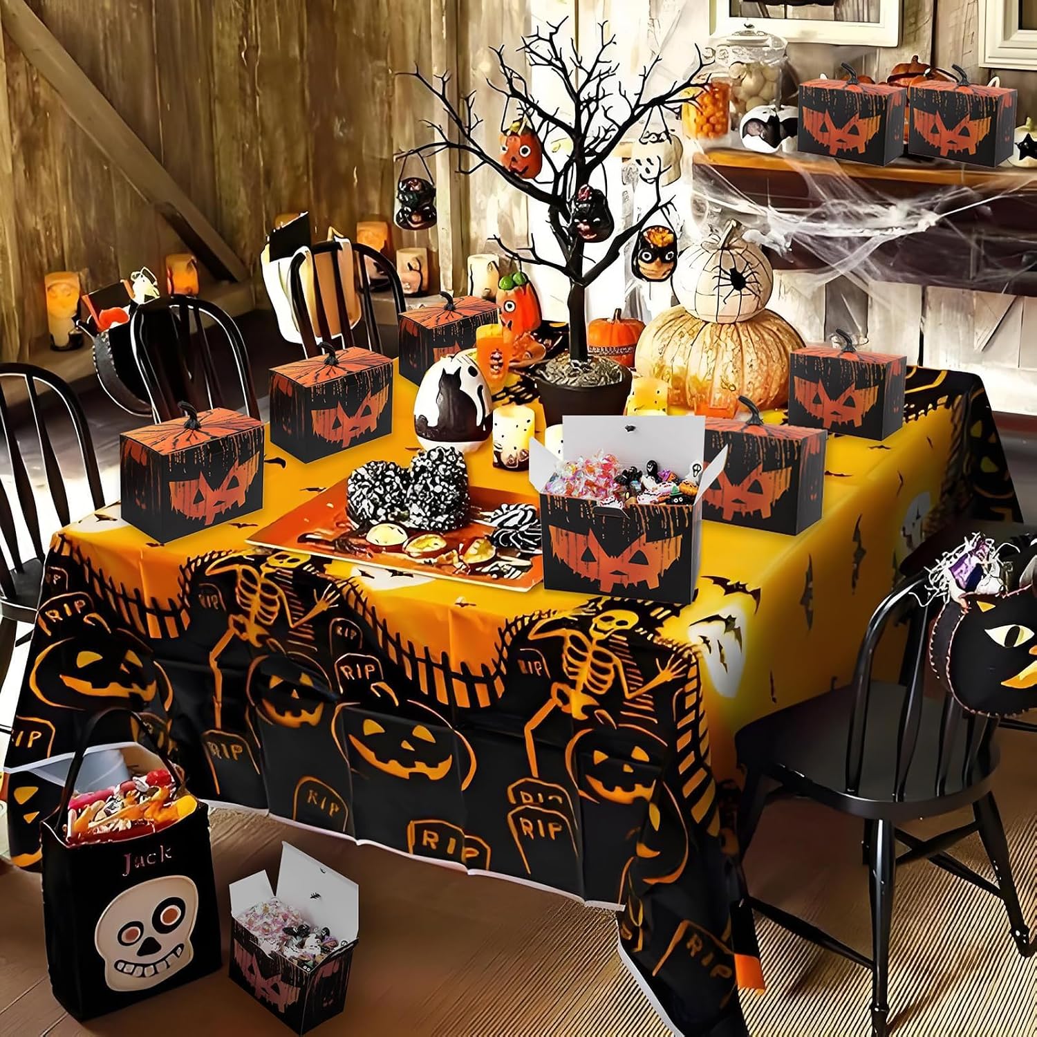 APLUSWER 20pcs Pumpkin Shaped Boxes with Simulated Stems, Large Halloween Treat Boxes Bakery Boxes Candy Boxes for Party Favors, Halloween Decor Boxes Centerpieces for Holiday Birthday Gifts