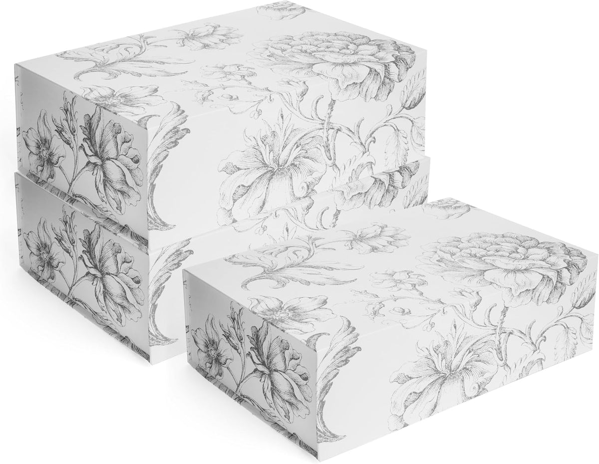 luxury keepsake gift box silver floral 11.5" x, main product view