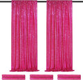Party Backdrop Curtain 2ftx8ft Hot Pink Backdrop Drapes Curtains Panels with Rod Pockets 6 Pieces Sequin Fabric Flamingo Party Decor