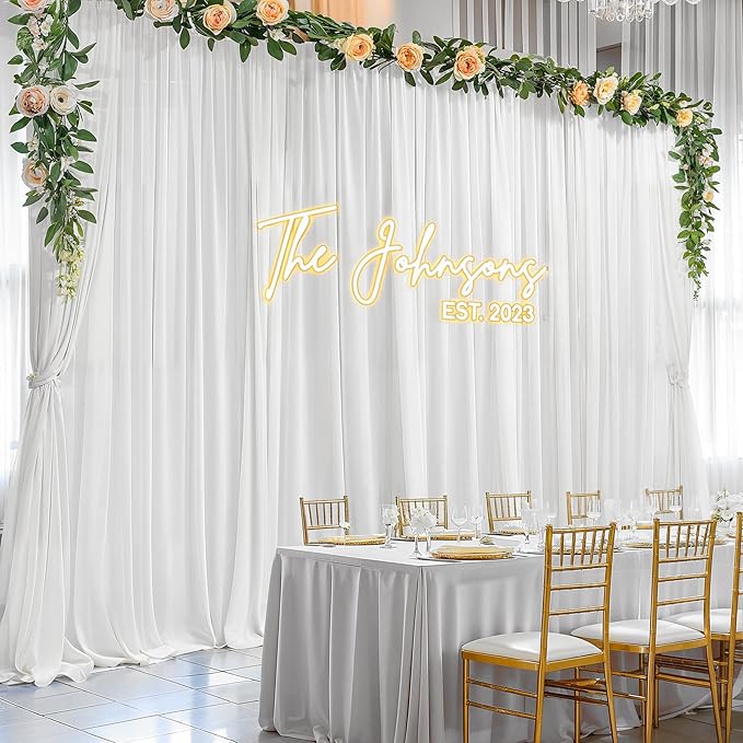 10ft x 10ft Cream White Backdrop Curtains, Wrinkle-Free Sheer Chiffon Fabric Photo Backdrop Drapes for Wedding Arch Party Ceremony Stage Photography Decorations
