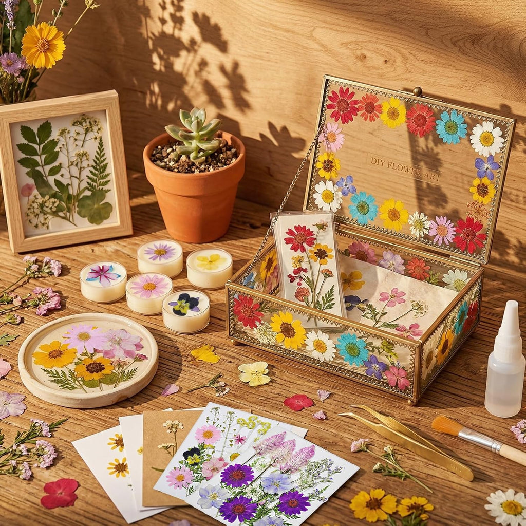 Dried Flowers for Resin, 106pcs Natural Flowers and Leaves Compressed | Vacuum Packed DIY Pressed Flowers for Epoxy, Jewelry, Candles, Soap, Nail Production