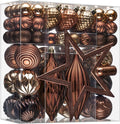 JORNOY 128-Pack Christmas Tree Ornaments Set, Classic Shatterproof Christmas Ball Ornaments Decorations - Plastic Hanging Baubles Bulk Decorative for Xmas Tree Decor Holiday Party, Brown
