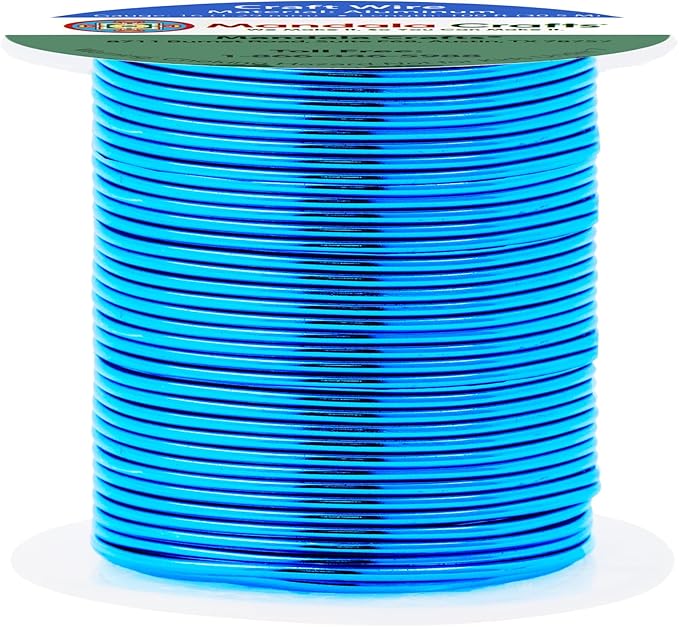 Mandala Crafts 16 Gauge Anodized Aluminum Craft Wire for Jewelry Making - 100 FT Colored Flexible Bondi Blue Wire - Bendable for Bonsai Armature Crafting Sculpting