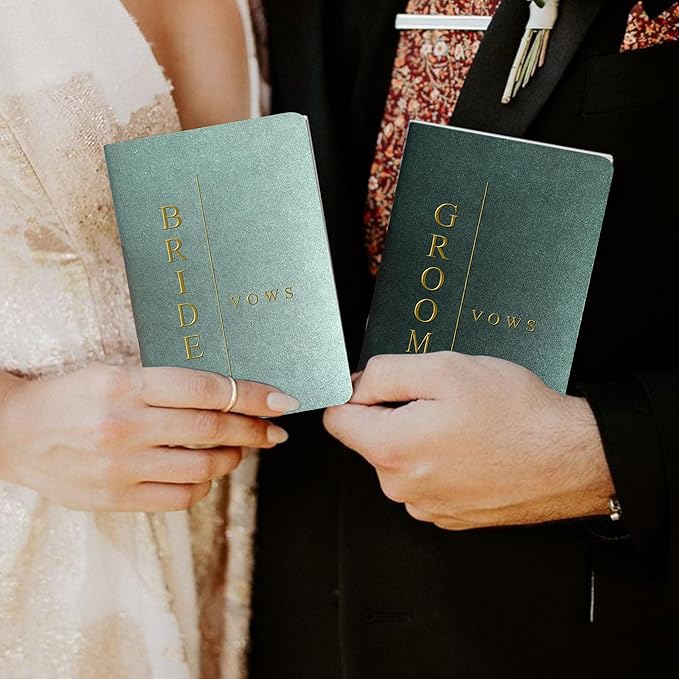 Vow Books His and Hers Wedding Vow Books Bride and Groom with Soft Touch Gold Foil Engraving Wedding Essentials(TR-GB-Sage)