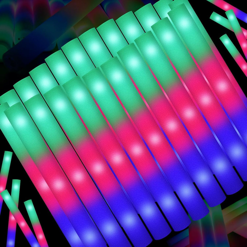 SHQDD 44 PCS Foam Glow Sticks Bulk with 3 Modes Colorful Flashing, Glow Sticks Pack, Foam Light Up Sticks, Glow in Dark Party Supplies for Wedding, Raves, Party, Halloween, 4th of July