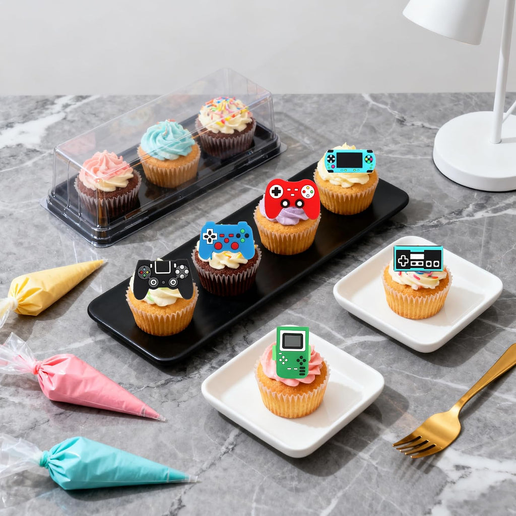 24 PCS Video Game Cupcake Rings Toppers Video Game Birthday Party Decorations Game On Controllers Cupcake Toppers for GamePad Theme Baby Shower Birthday Anniversary Party Cake Decorations Supplies