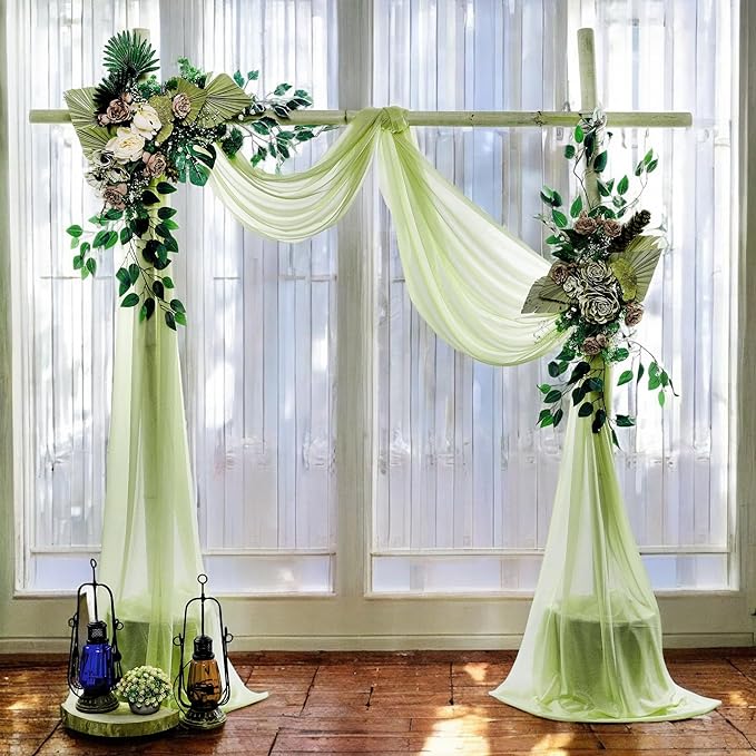 MDS Halloween Chiffon Draping Fabric - 1 Panel, 30" Wide x 30ft Long - Sheer Spooky Arbor & Canopy Drapery for Haunted House Backdrops, Party Ceilings, DIY Costumes & Themed Events - Sage Green