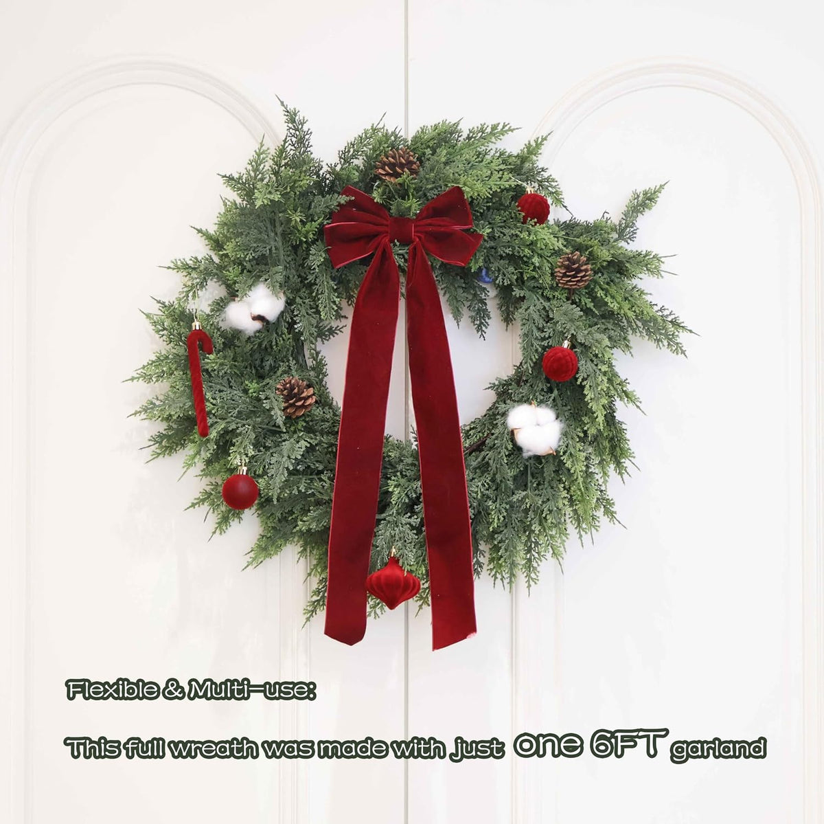 9ft christmas cedar garland real touch greenery for, package contents