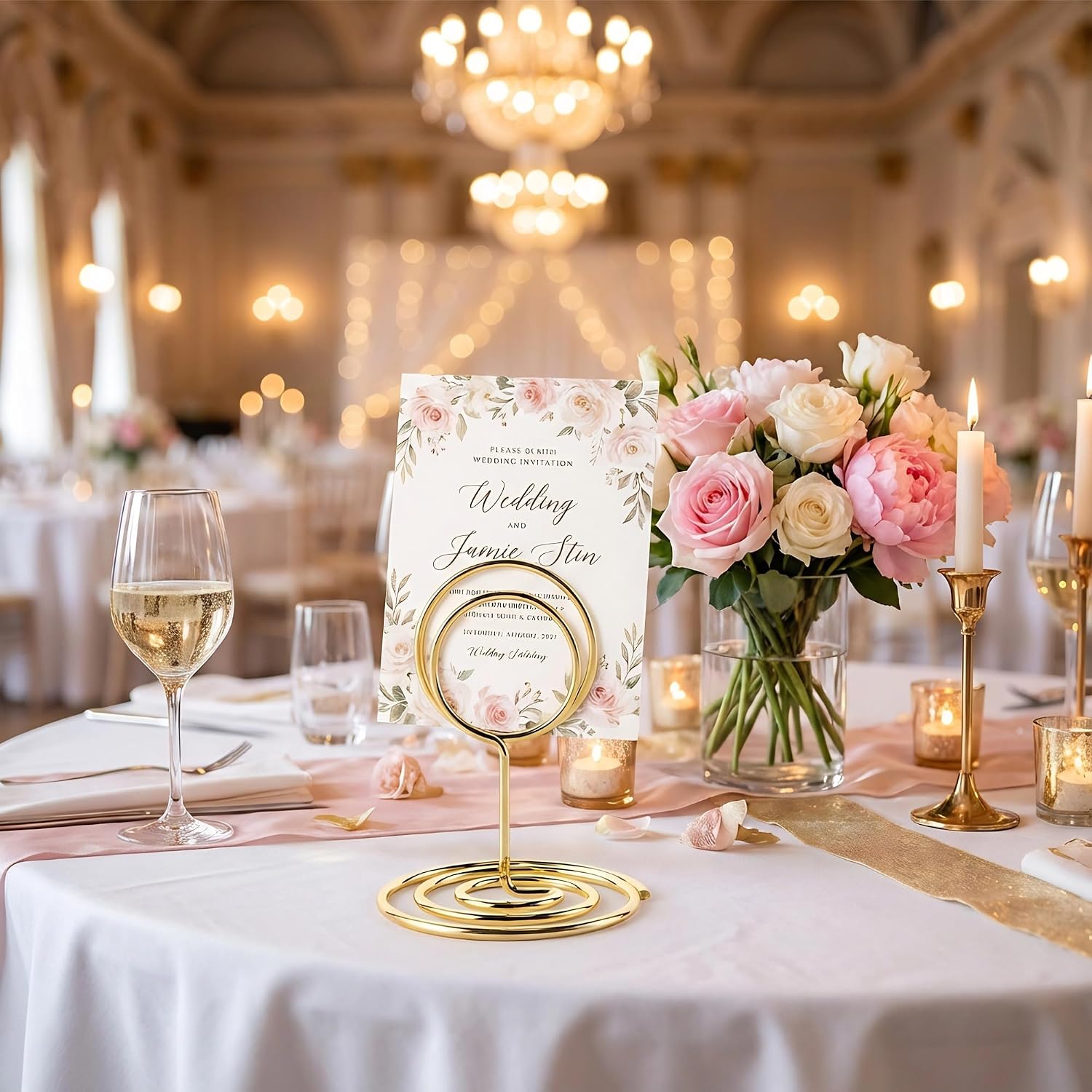 warmtree 26 Pieces Gold Table Number Holders - Place Card Holders & Table Number Stands for Wedding Decor, Centerpieces for Tables, Multi-Use Card Holders for Parties/Birthdays/Restaurants