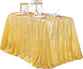 QueenDream 90x132inch Rectangle Sparkly Gold Sequin Tablecloth Wedding Glitter Tablecloth for Birthday Party Decor