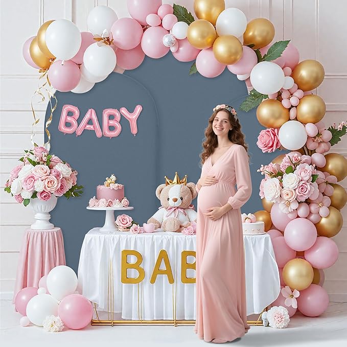 Wedding Arch Covers Arch Backdrop Cover Arch Stand Covers 7.2FT 6FT Set of 2 Arch Cover Spandex Fabric Stretchy Backdrop for Wedding Birthday Party Decoration Baby Shower (Dusty Blue)