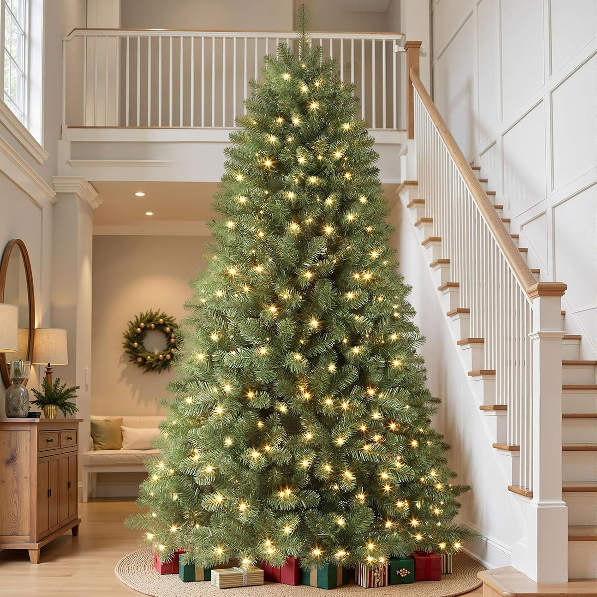shareconn 7.5ft prelit artificial classic spruce christmas tree on a desk or shelf