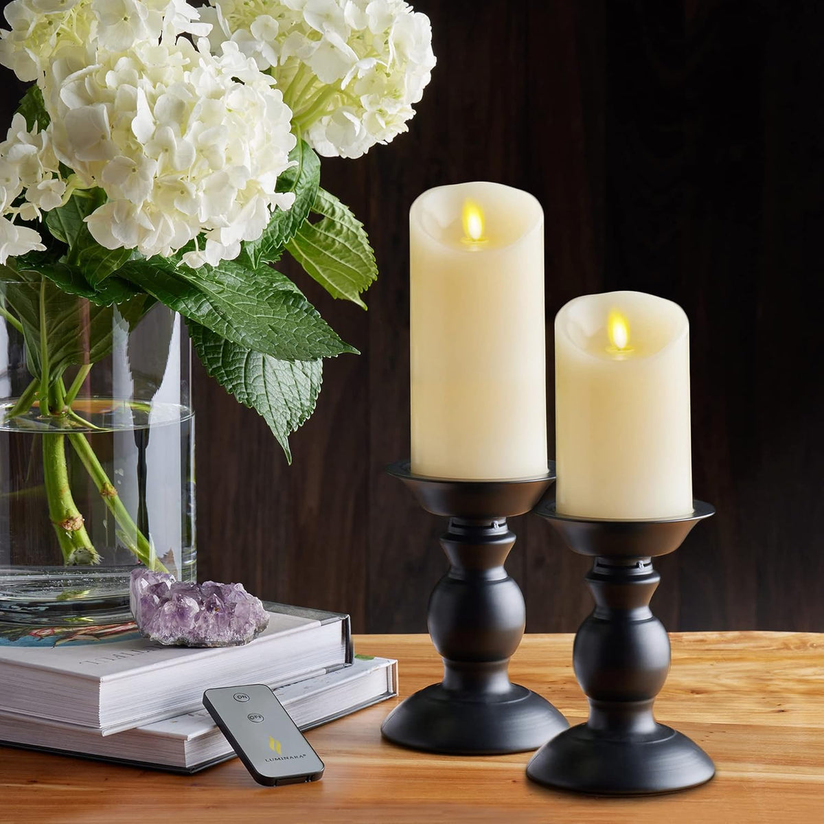 Luminara Flameless LED Battery Operated Ivory Pillar Candle, Flickering Reali...