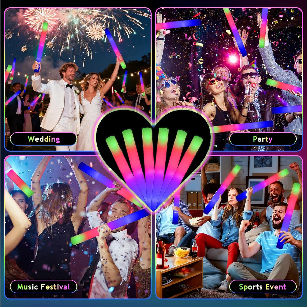 30pcs Foam Light up Sticks Bulk, Glow in the Dark Party Supplies with 3 Flash...