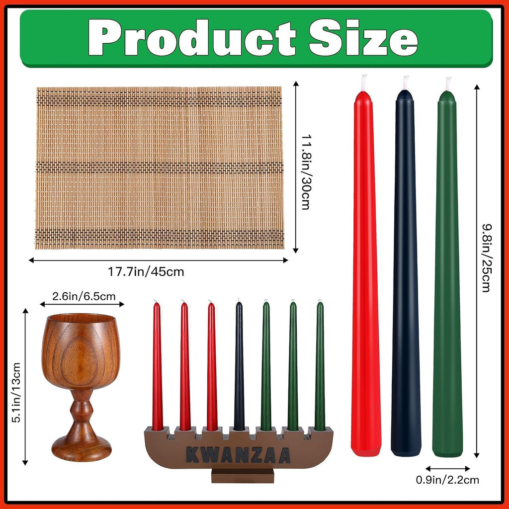 10 Pieces Kwanzaa Kinara Set Wooden Kwanzaa Candle Holder Kwanzaa Celebration Decorations