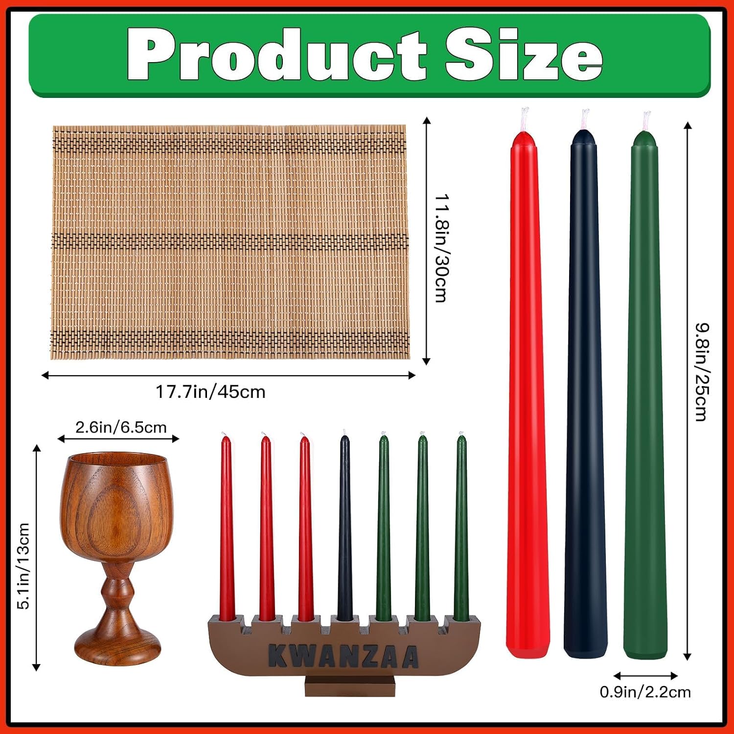 10 Pieces Kwanzaa Kinara Set Wooden Kwanzaa Candle Holder Kwanzaa Celebration Decorations