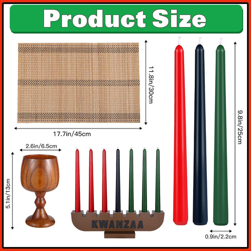10 Pieces Kwanzaa Kinara Set Wooden Kwanzaa Candle Holder Kwanzaa Celebration Decorations