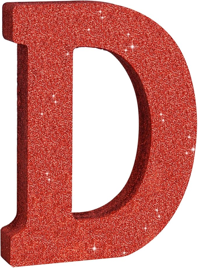 TONIFUL 8 Inch Red Glitter Letter D Table Centerpiece A-Z Red Birthday Party Decorations,Red Alphabet D for Birthday,Chrismas,Graduation,Bridal Shower,Wedding,Anniversary Party Supplies