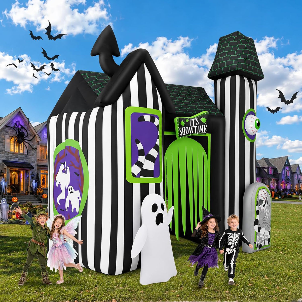 Kalolary 12FT Halloween Inflatable Arch Giant Haunted House Inflatable Tunnel