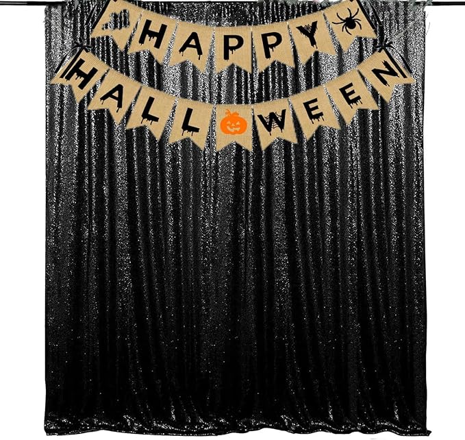 JYFLZQ Black Sequin Backdrop Curtains 10ft x 10ft 1 Panel Halloween Backdrop Glitter Photo Booth Backdrops Sparkly Photography Background Drapes for Graduation Birthday Parties