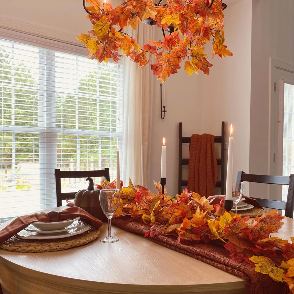cqure 10 pack fall leaf garland, hanging vines, front angle view