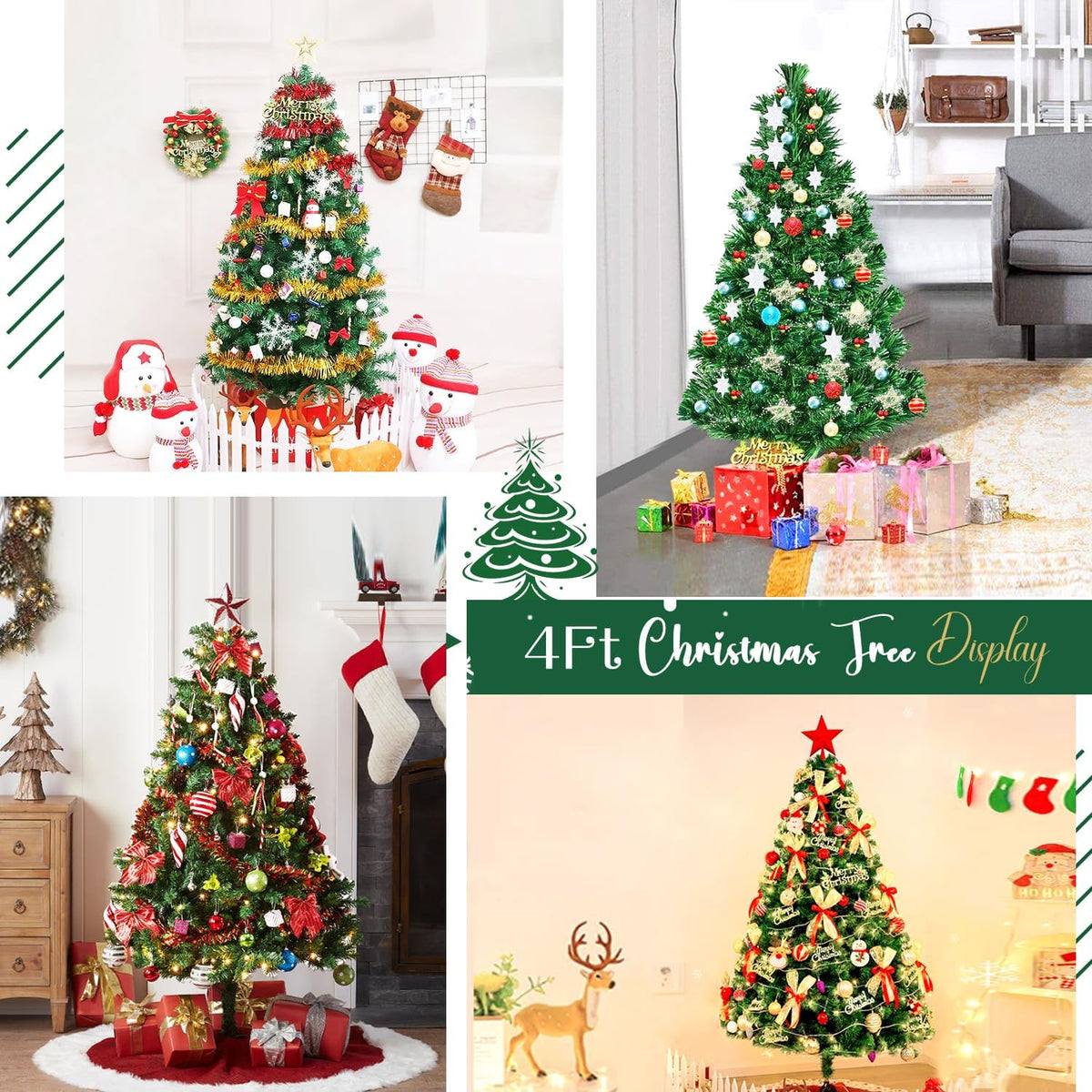 4ft green artificial christmas tree,arbol de navidad small, package contents
