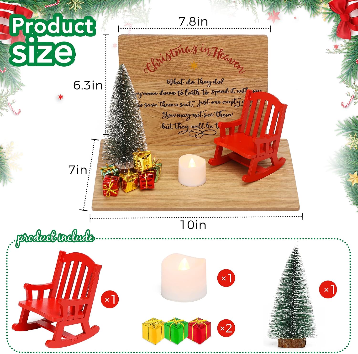Christmas in Heaven Decoration Christmas Memorial Candle Holders Rocking Chair Ornament Save A Seat Memorial Gift