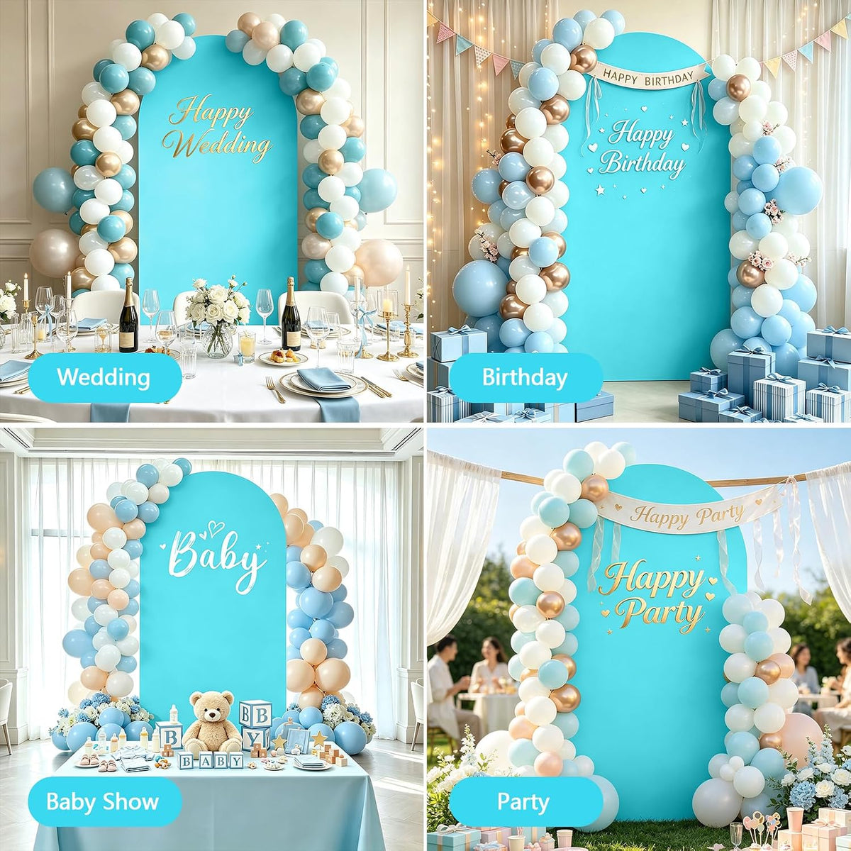 7.2FT Arch Backdrop Stand and Blue Cover Set,Balloon Arch Stand