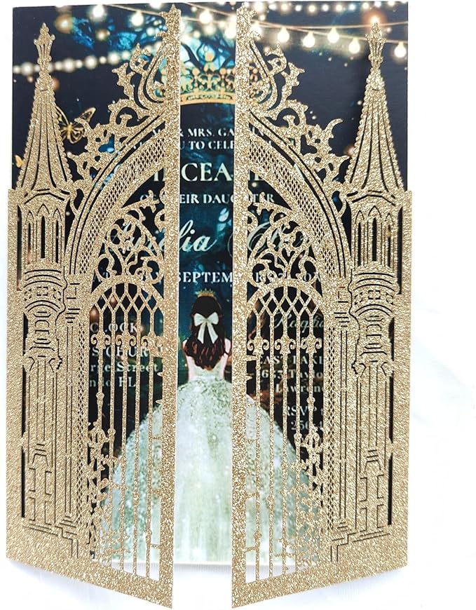 20PCS Laser Cut Wedding Invitations,Wedding Invitation Card Pocket,Quince Invites,Sweet 16 Invitations,Quinceanera Invitations,Laser Cut Invitations For All Occasions