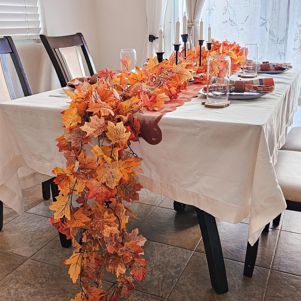 cqure 9 pack fall leaf garland, total 53.1ft showing dimensions