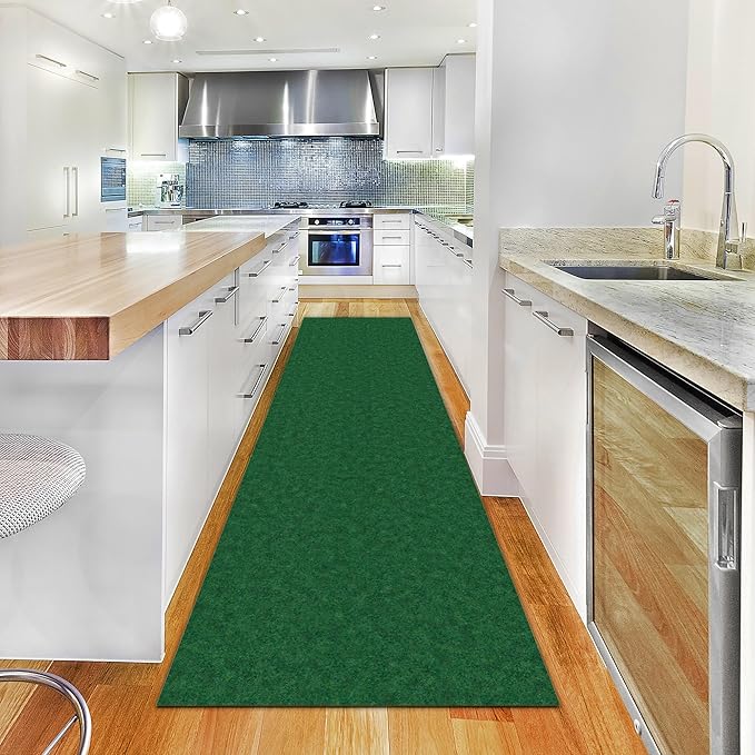 Ottomanson 2'7" x 14' Hallway Runner with Scraper Pile - Extra Durable Non-Slip Rug Mat for Indoor & Outdoor Use - Ideal for Kitchen, Entryway & Garage - High-Traffic Carpet, Green