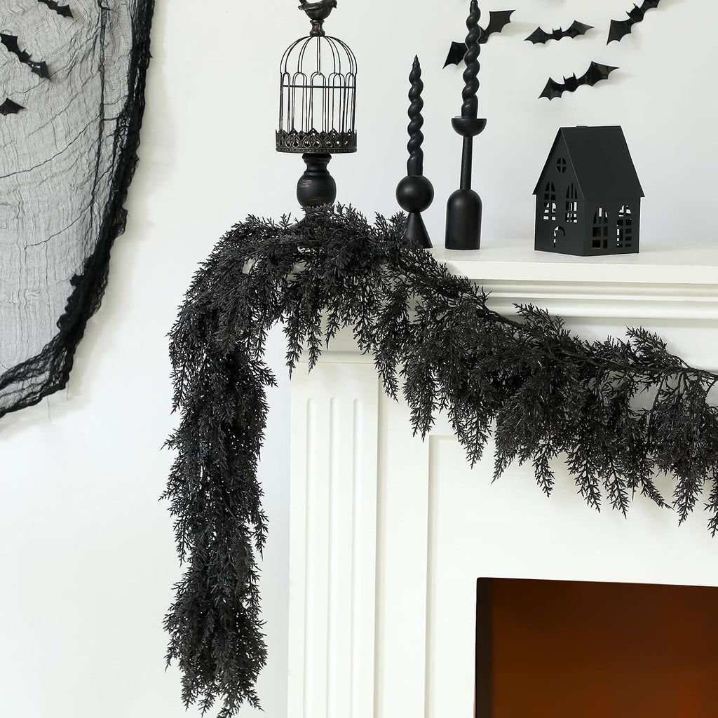 dingion 1 pack 9 ft halloween black artificial, side view