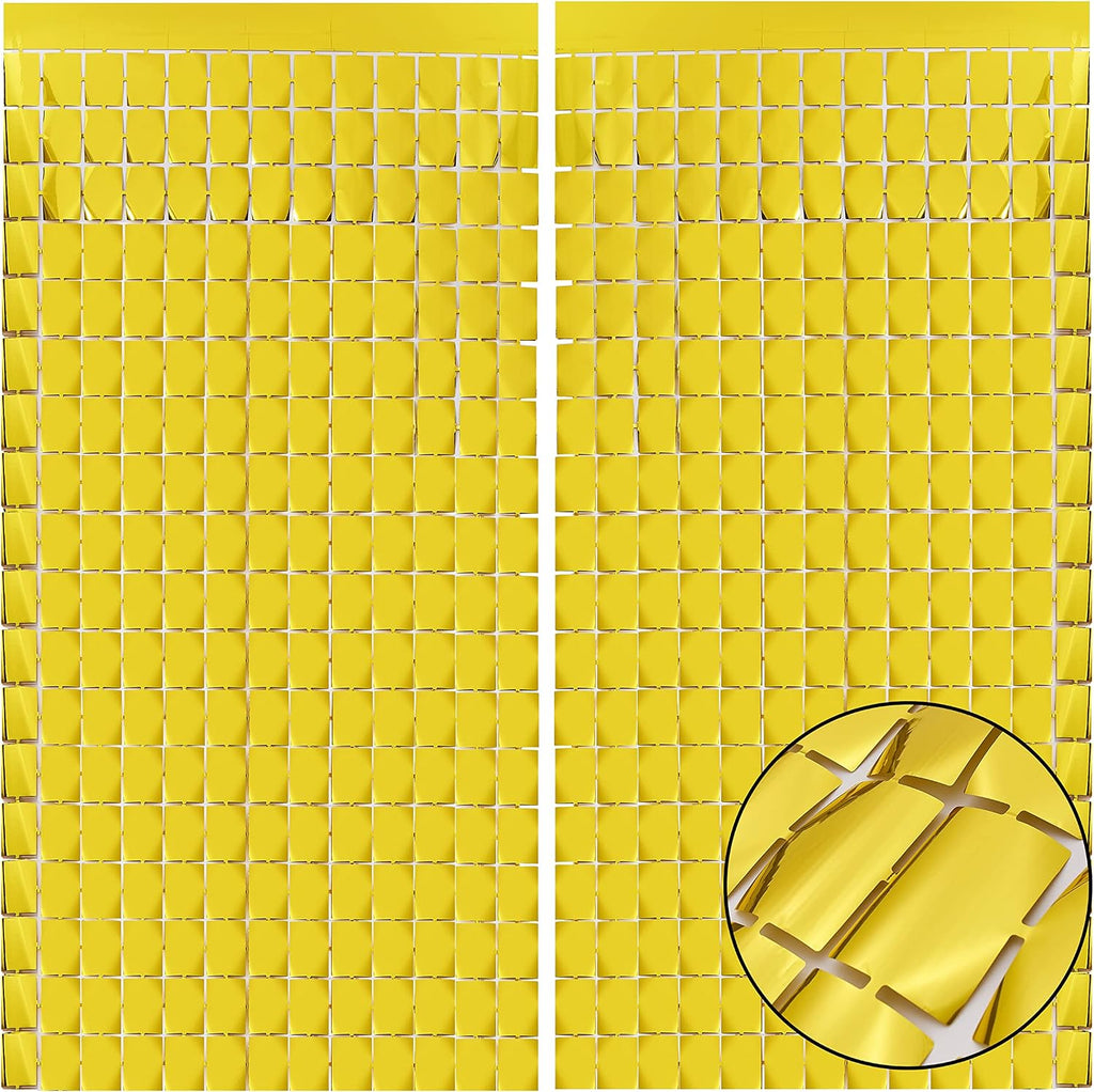 PADELO Gold Shimmer Wall Backdrop, Square Backdrop Curtain, 2Pcs 3.3x6.6 Feet Gold Streamer Backdrop for Party Decorations
