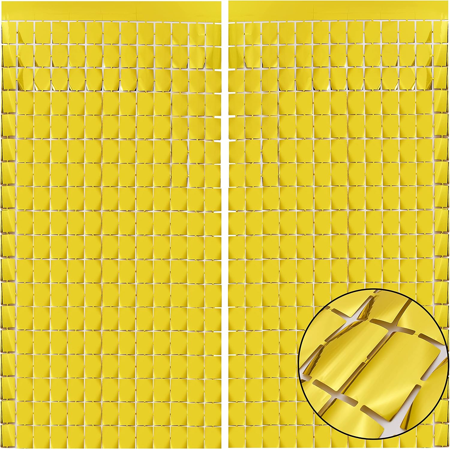 PADELO Gold Shimmer Wall Backdrop, Square Backdrop Curtain, 2Pcs 3.3x6.6 Feet Gold Streamer Backdrop for Party Decorations