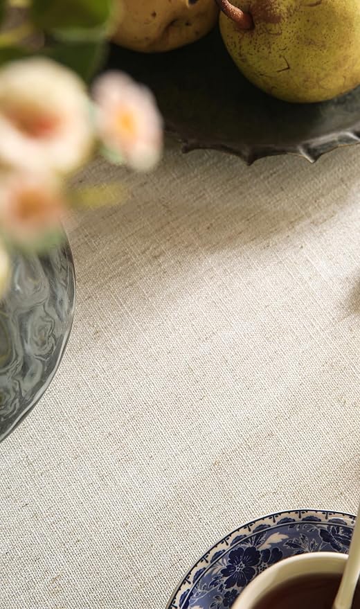 patdrea Designer Vintage Small Blue Rectangle Table Cloth,Linen Leaves Pattern Floral Tablecloth,Farmhouse Fall Table Cover for Kitchen Dining Christmas,Tea Party,Thanksgiving,55"x71"-Ivar B