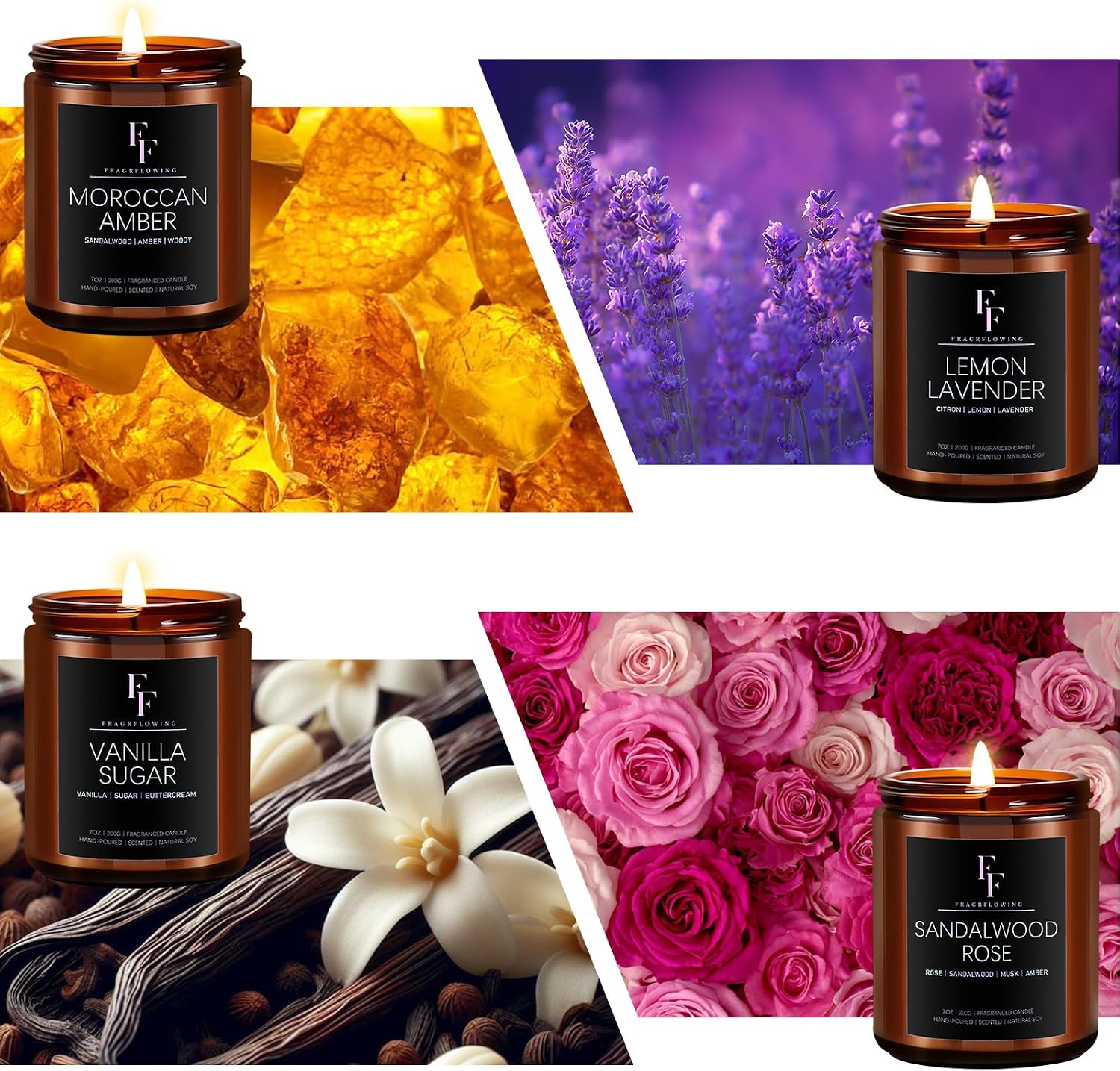 Scented Candles for Home Scented Aromatherapy Candles, 4 Pack 28 Oz Soy Wax Candle Gift Set Valentine's Day Gift for Women Men (Lavender/Vanilla//Sandalwood Rose/Moroccan Amber)